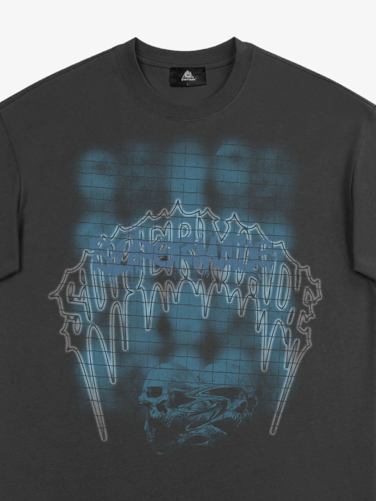 Dark Grid Skull Graphic T-Shirt - Image 15
