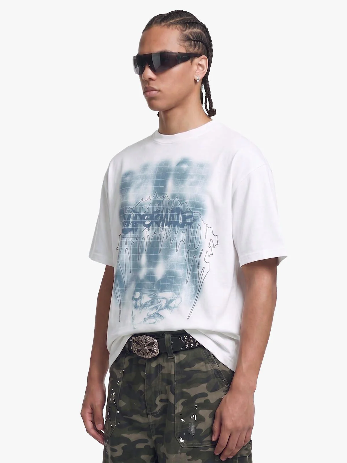 Dark Grid Skull Graphic T-Shirt - Image 2