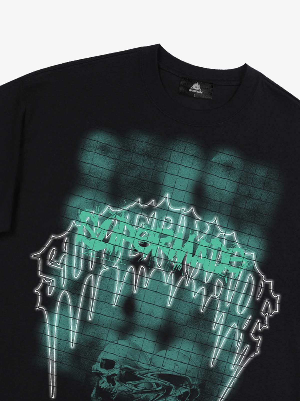 Dark Grid Skull Graphic T-Shirt - Image 23