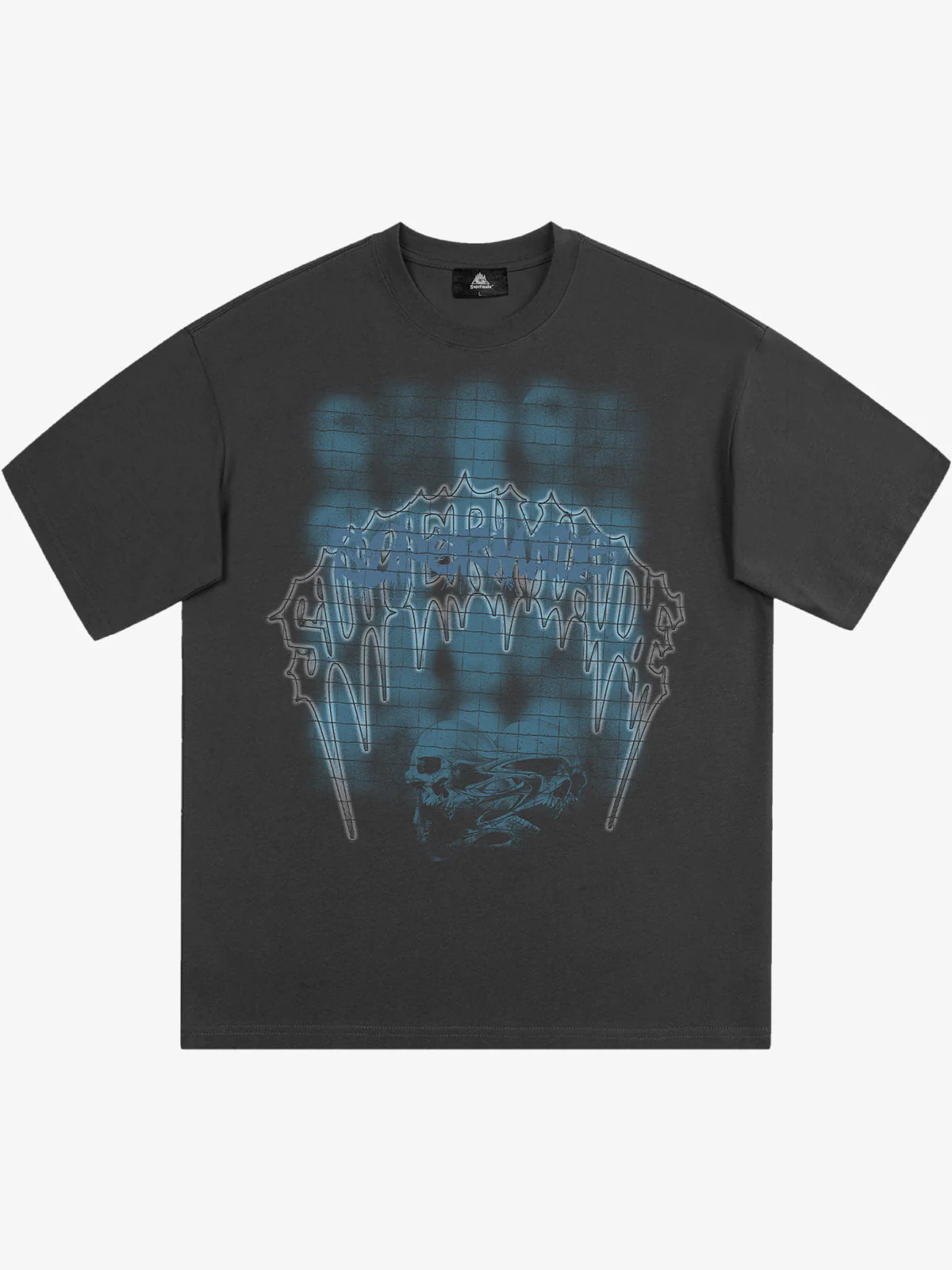 Dark Grid Skull Graphic T-Shirt - Image 5