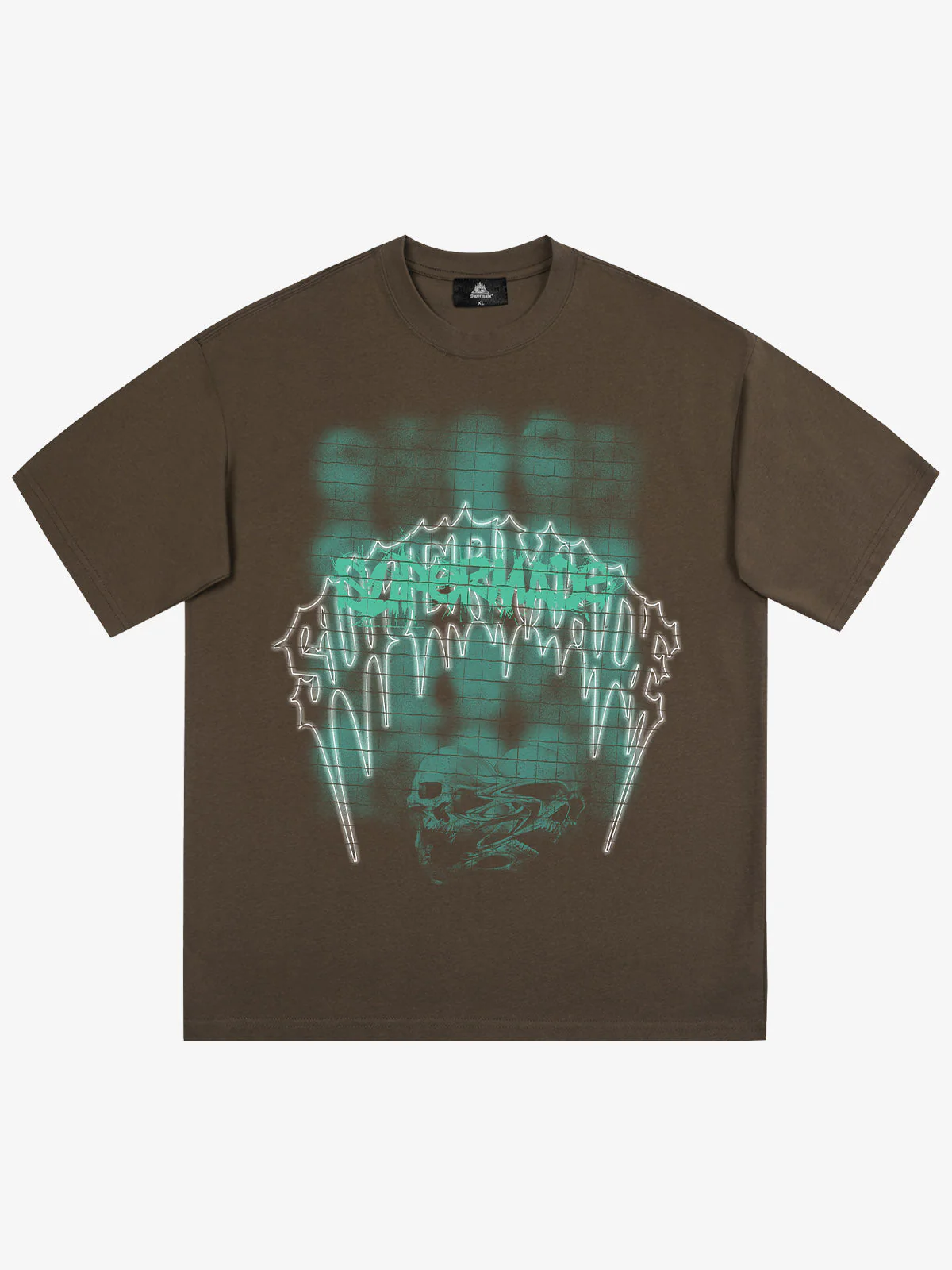 Dark Grid Skull Graphic T-Shirt - Image 6