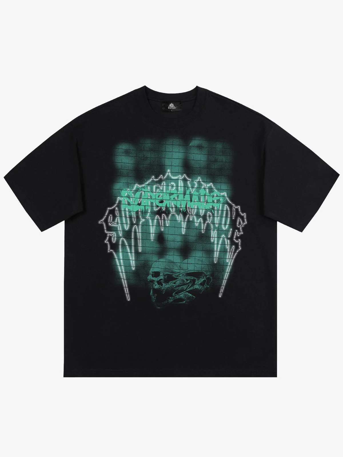 Dark Grid Skull Graphic T-Shirt - Image 7