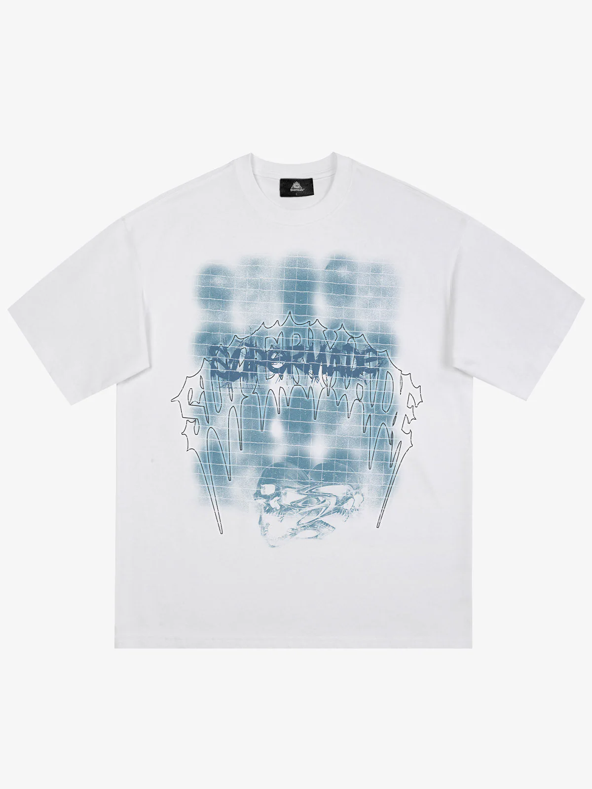 Dark Grid Skull Graphic T-Shirt - Image 8