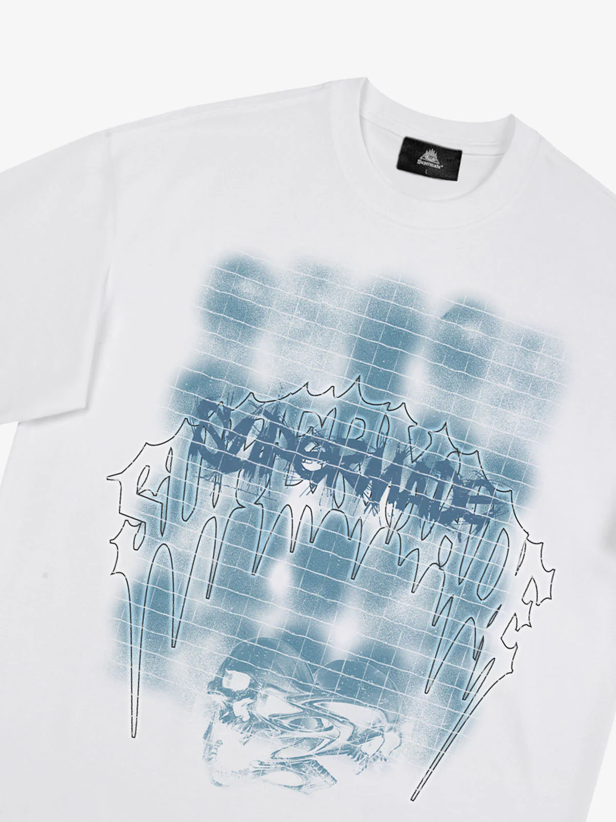 Dark Grid Skull Graphic T-Shirt - Image 9