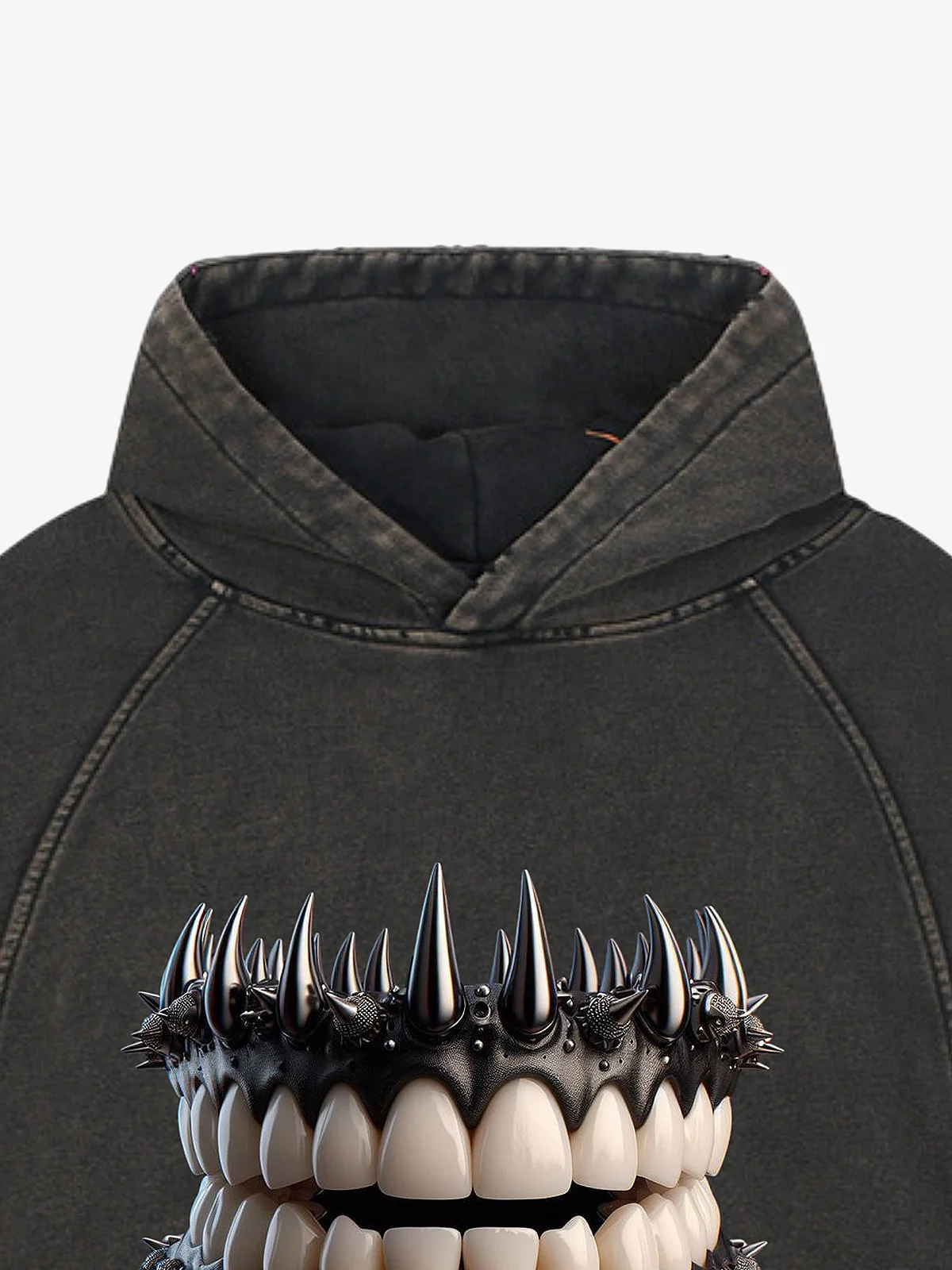 Dark Monster Teeth Graphic Cropped Hoodie - Image 10