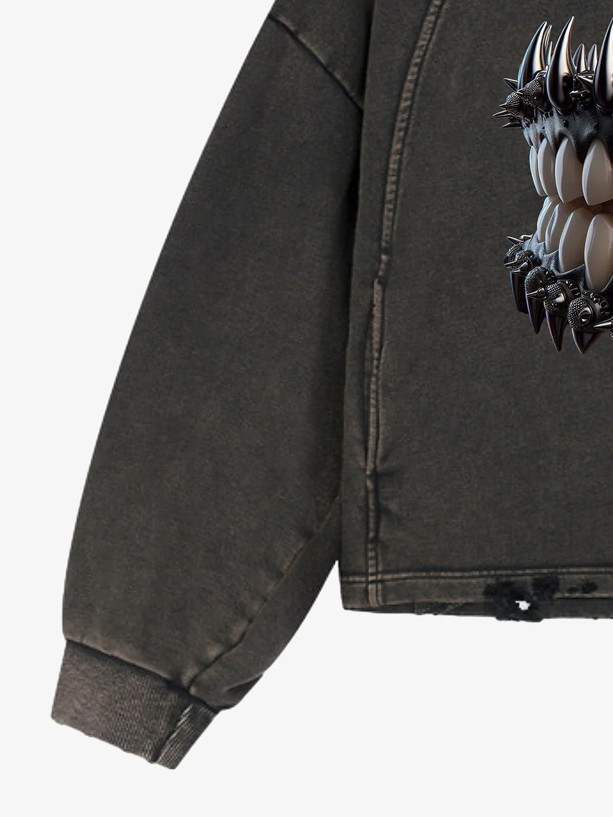 Dark Monster Teeth Graphic Cropped Hoodie - Image 9