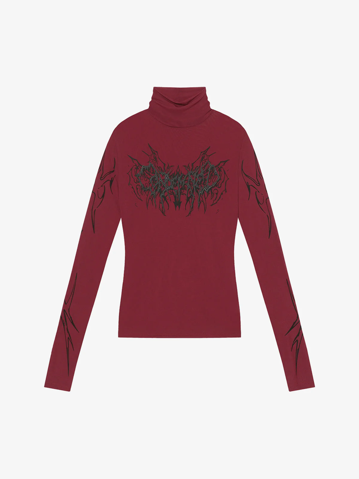 Dark Style Printed Slim Mesh Long Sleeves T-Shirt