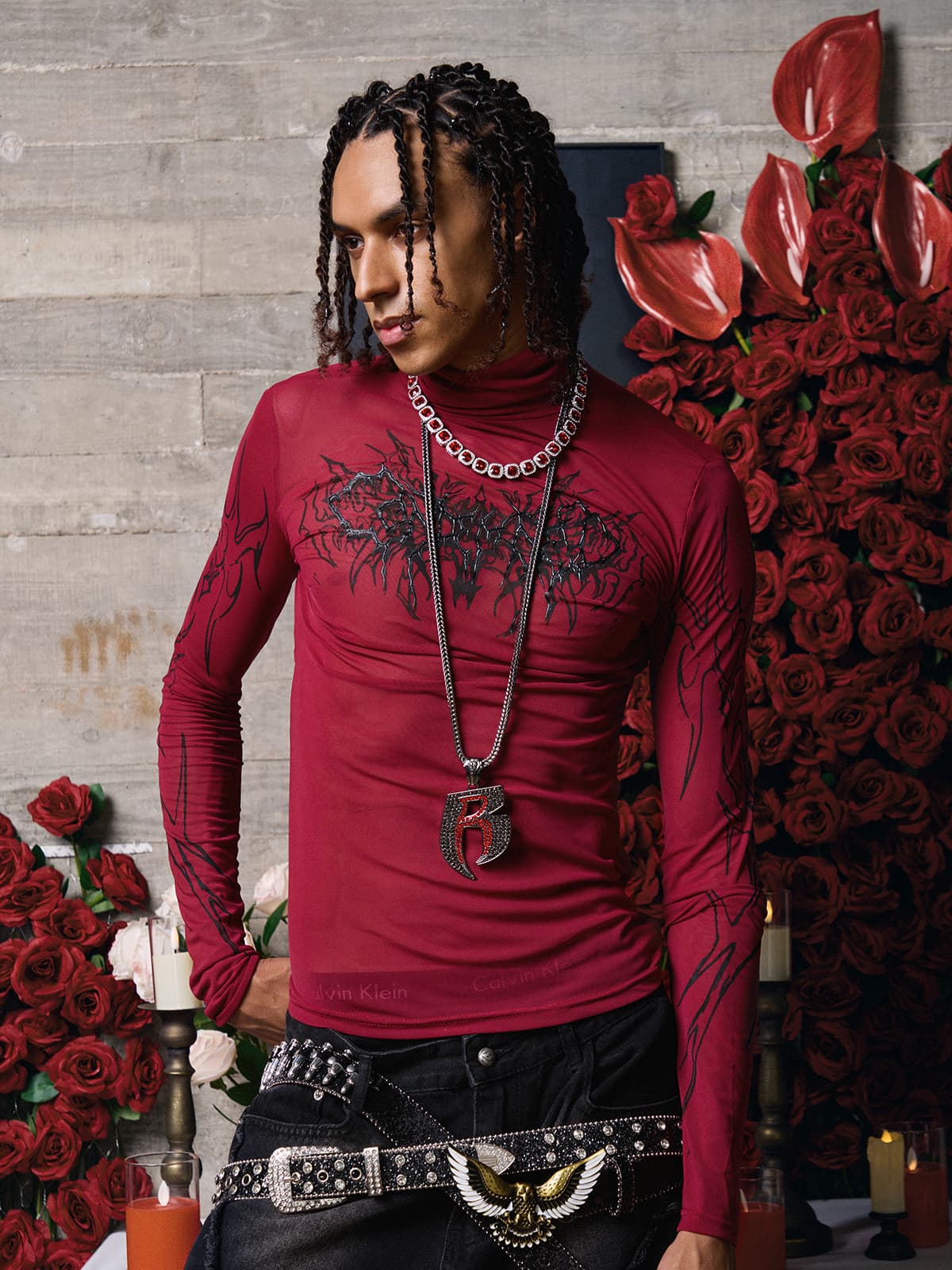 Dark Style Printed Slim Mesh Long Sleeves T-Shirt - Image 10