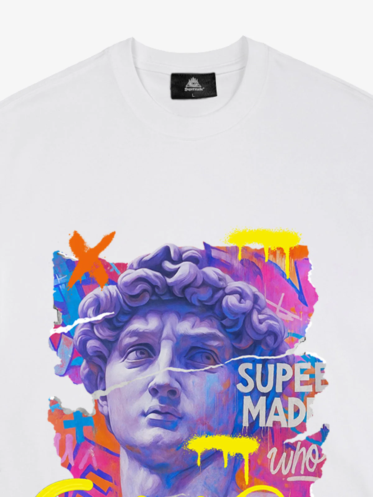 David Sculpture Vibrant Graffiti Art T-Shirt - Image 8