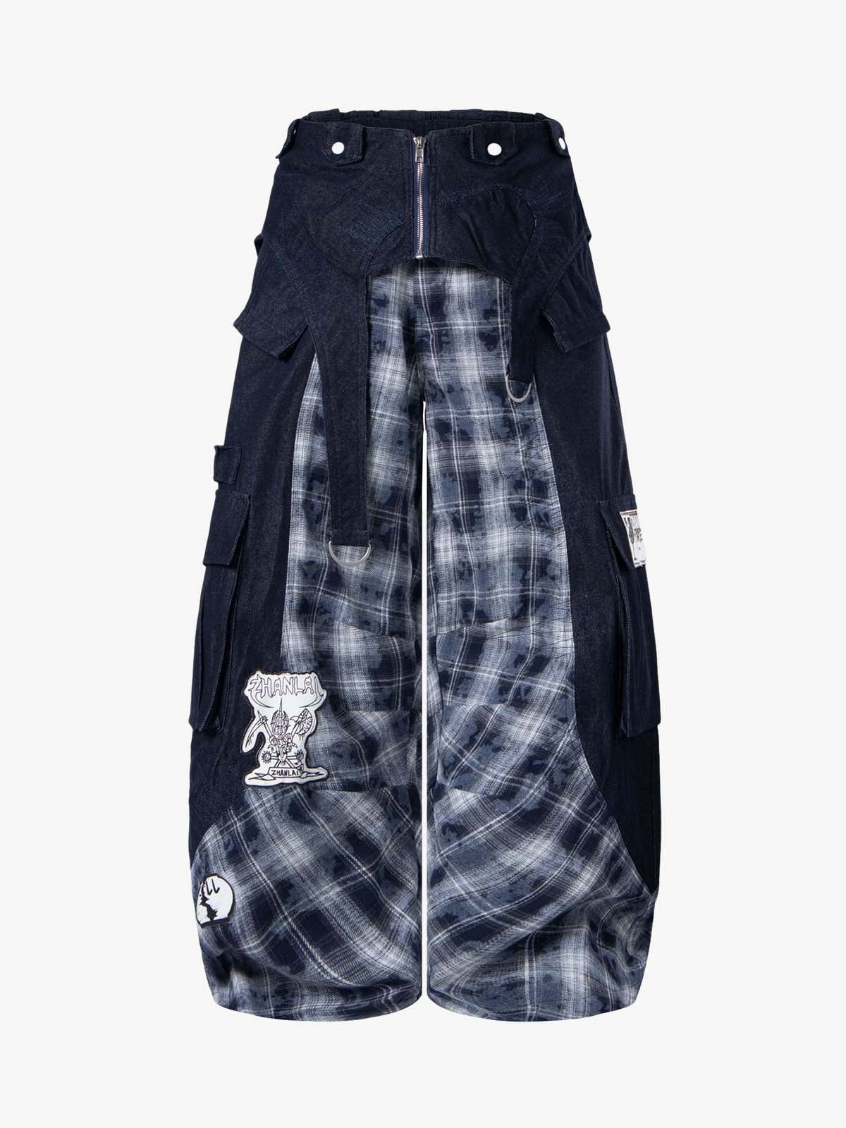 Deconstructed Cyber-Grunge Patchwork Denim Jeans - Image 2