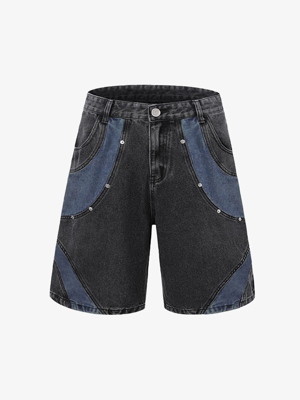 Deconstructed Patchwork Short-Sleeve Cropped Denim Set - Image 13