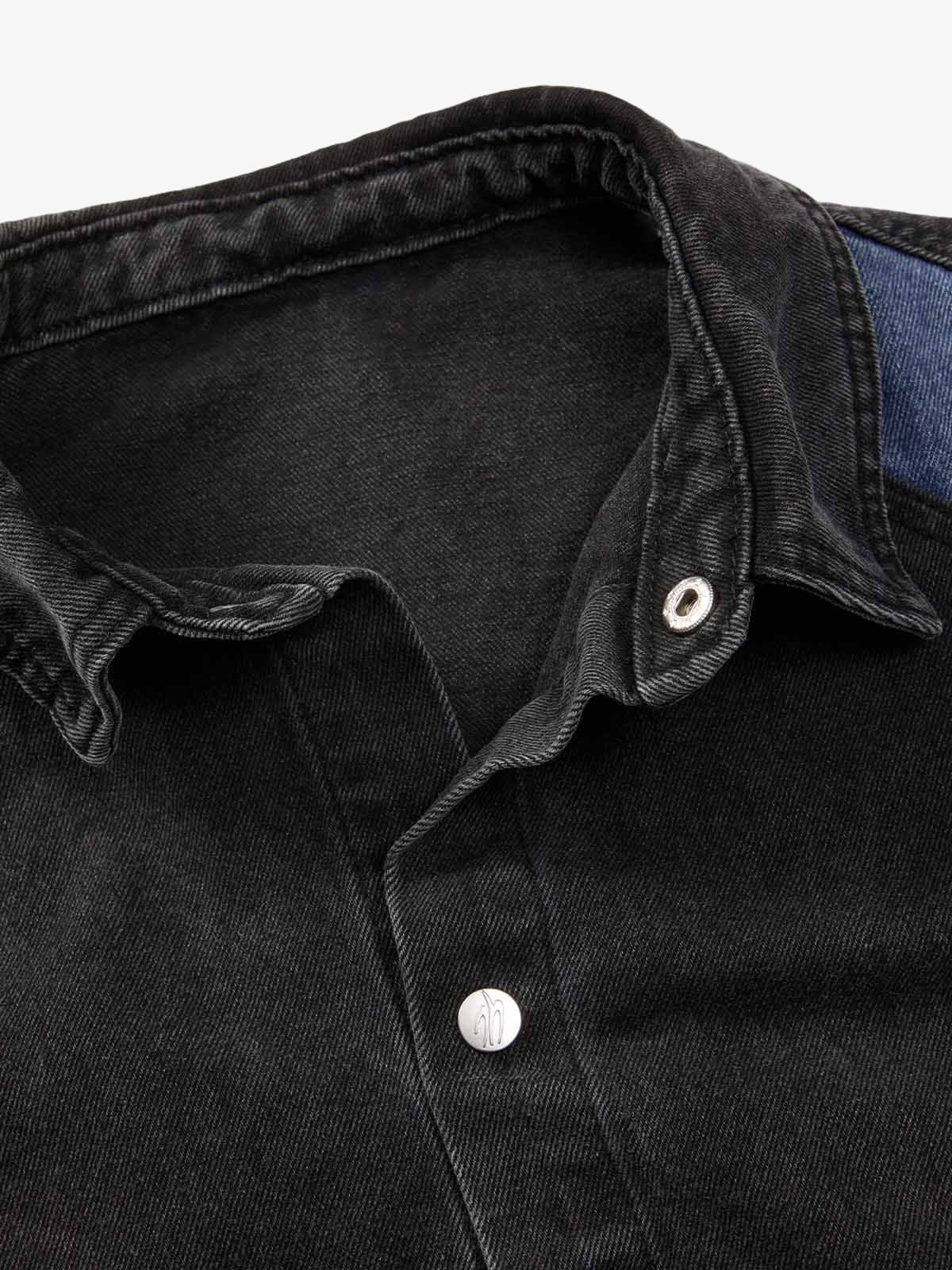 Deconstructed Patchwork Short-Sleeve Cropped Denim Set - Image 16