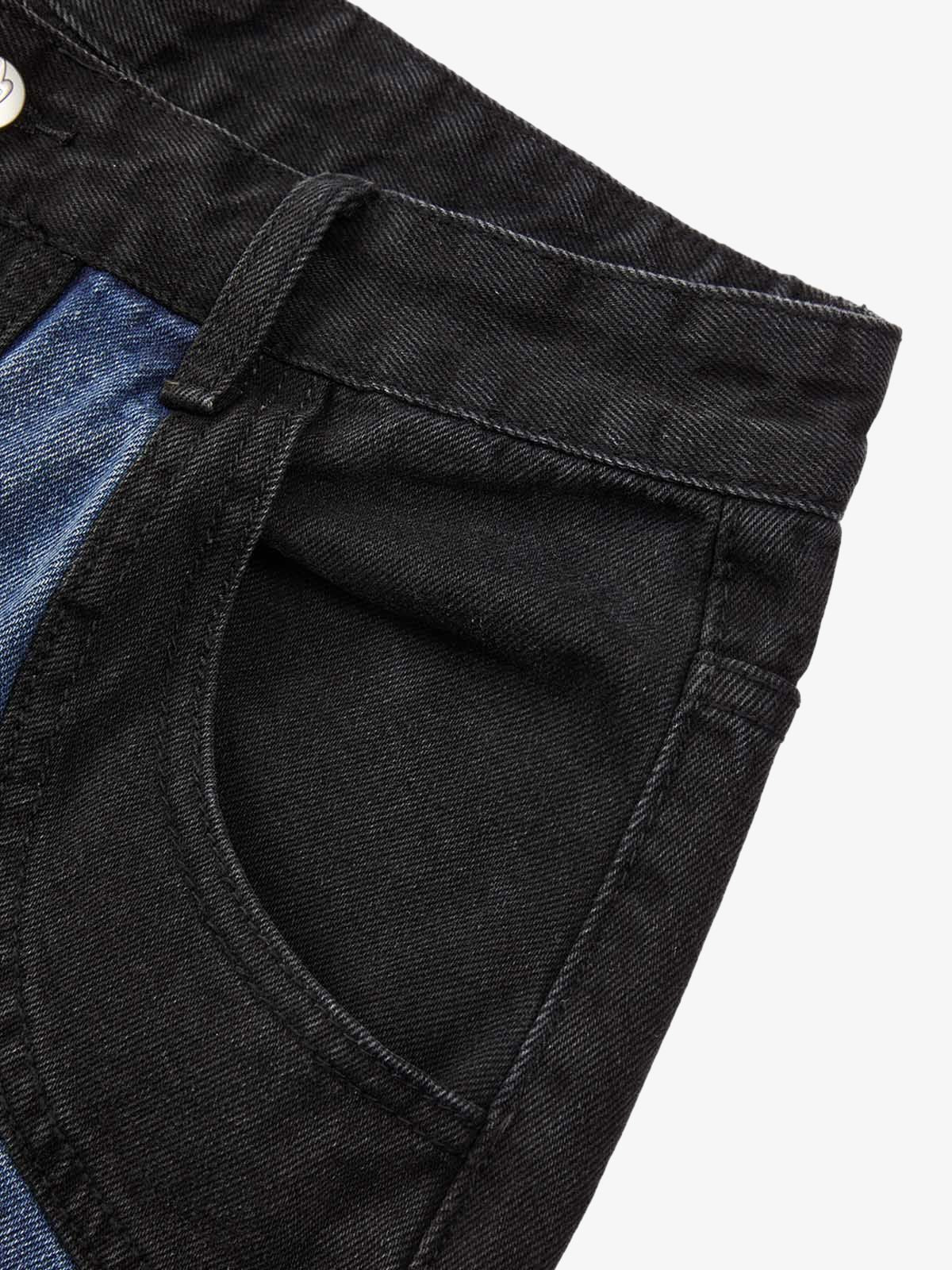 Deconstructed Patchwork Short-Sleeve Cropped Denim Set - Image 19