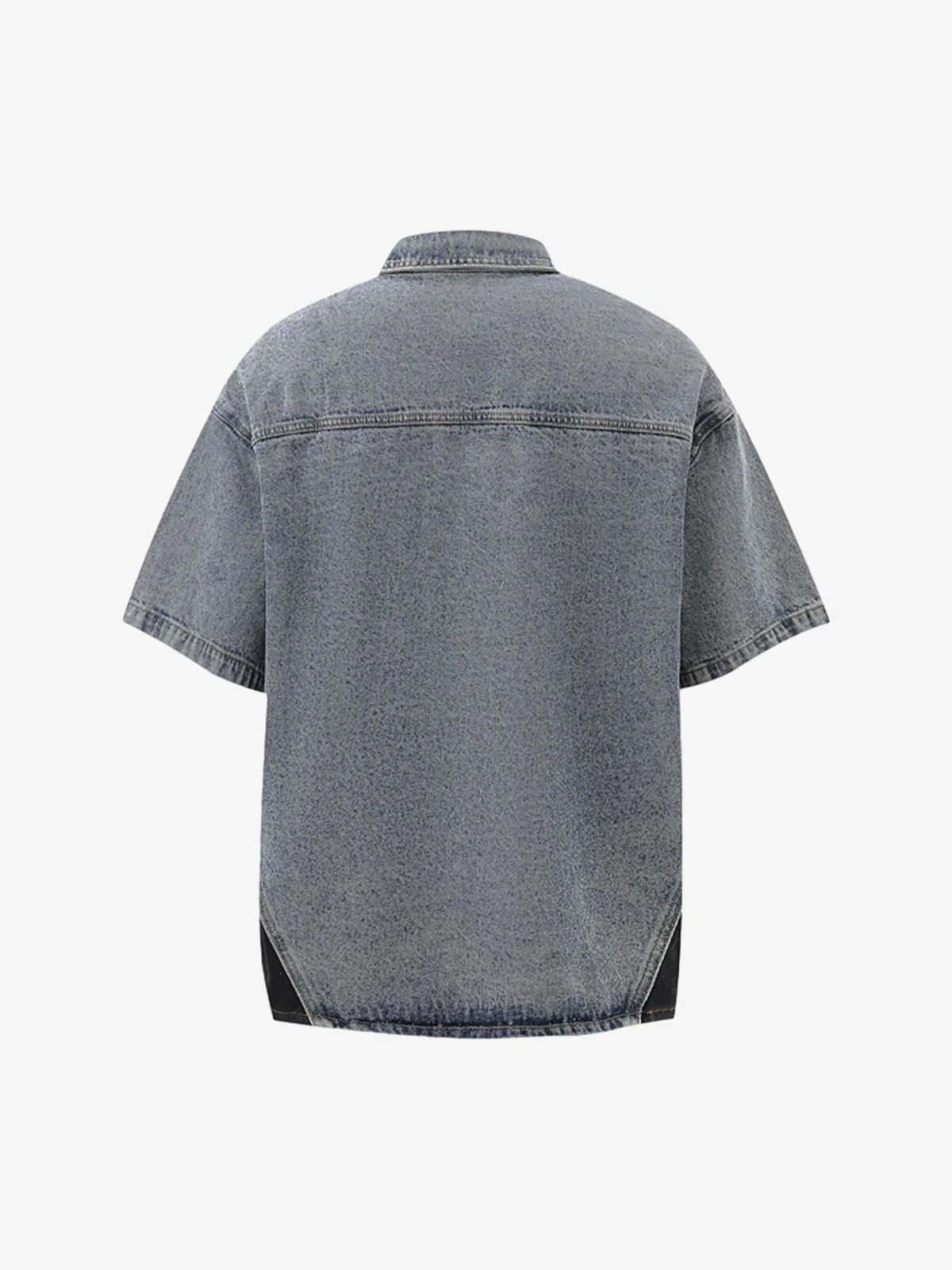 Deconstructed Patchwork Short-Sleeve Cropped Denim Set - Image 6