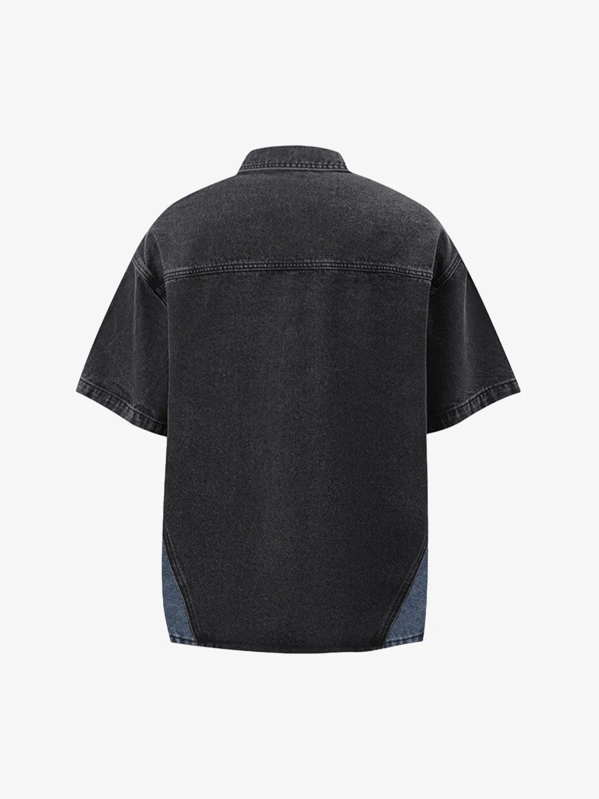 Deconstructed Patchwork Short-Sleeve Cropped Denim Set - Image 8