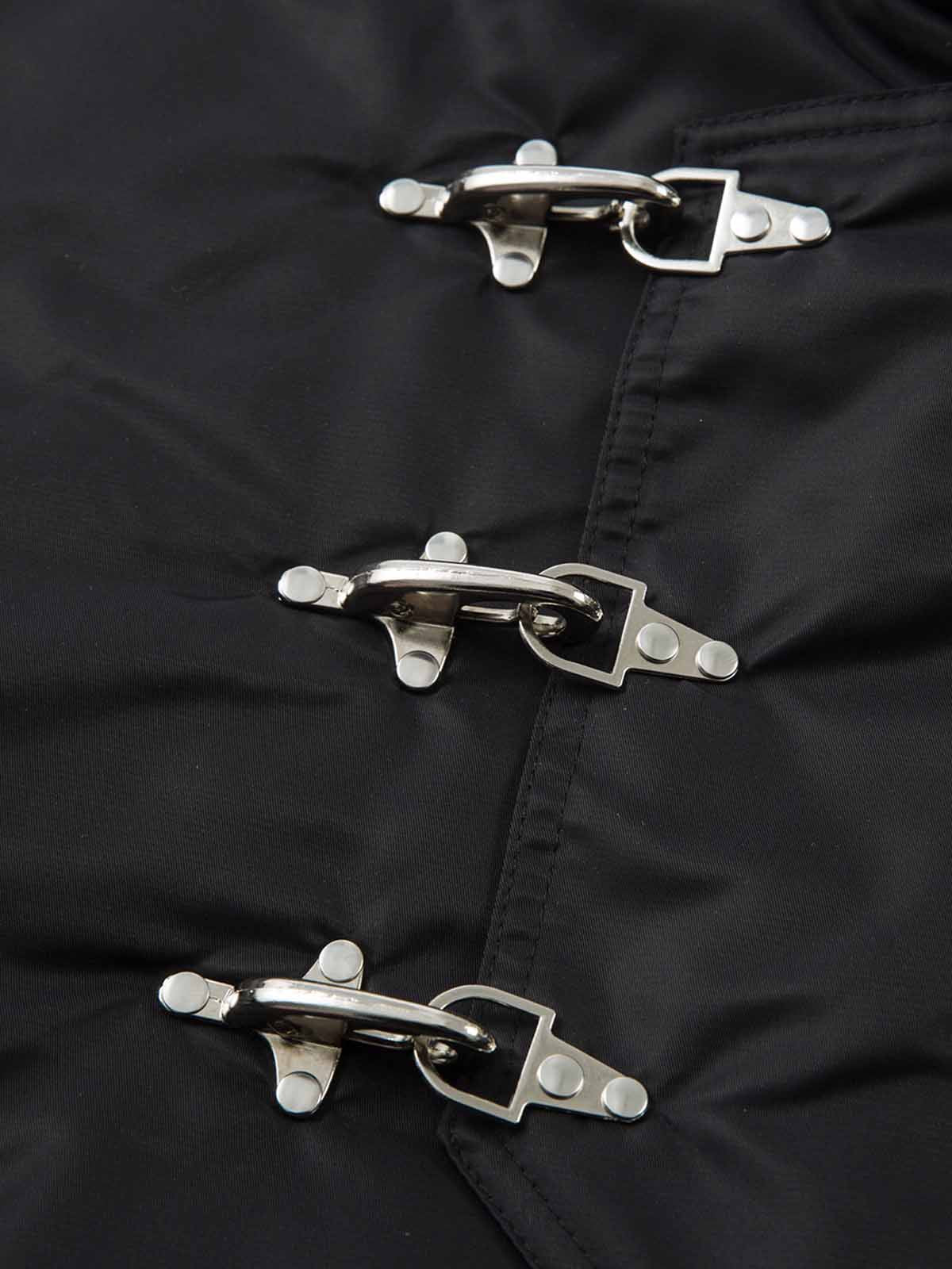 Detachable Faux Fur Collar Ruched Sleeve Bomber Jacket - Image 15