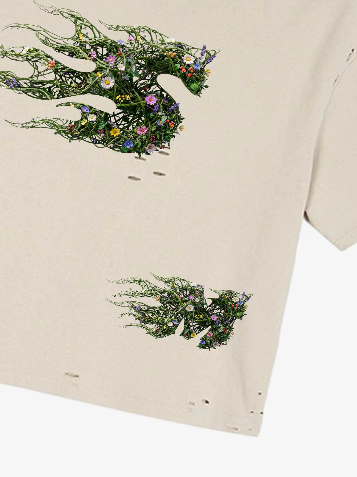 Distressed Abstract Floral Graphic Street T-Shirt - Image 8