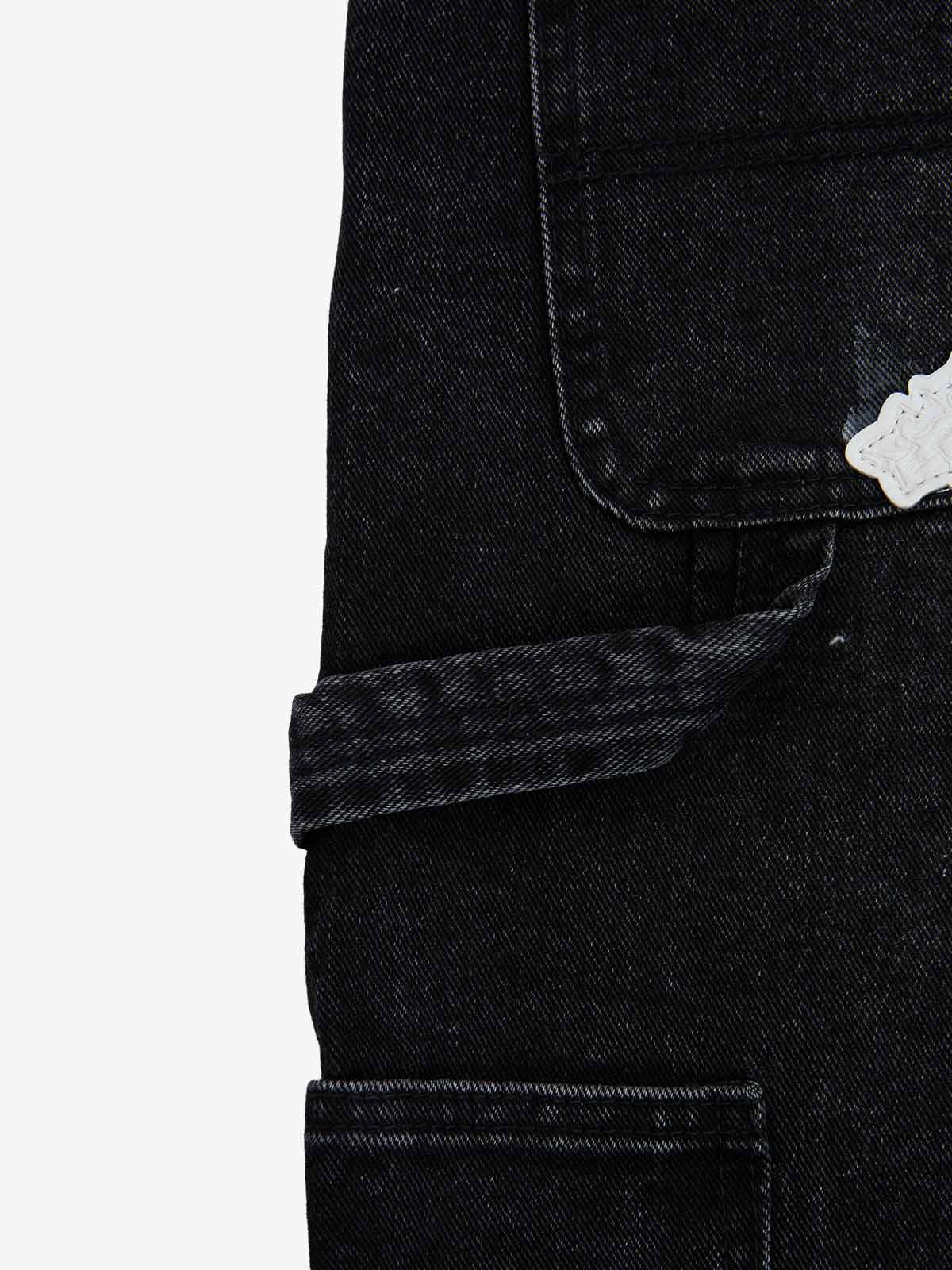 Distressed Cross Patchwork Baggy Denim Jeans - 2613 - Image 12