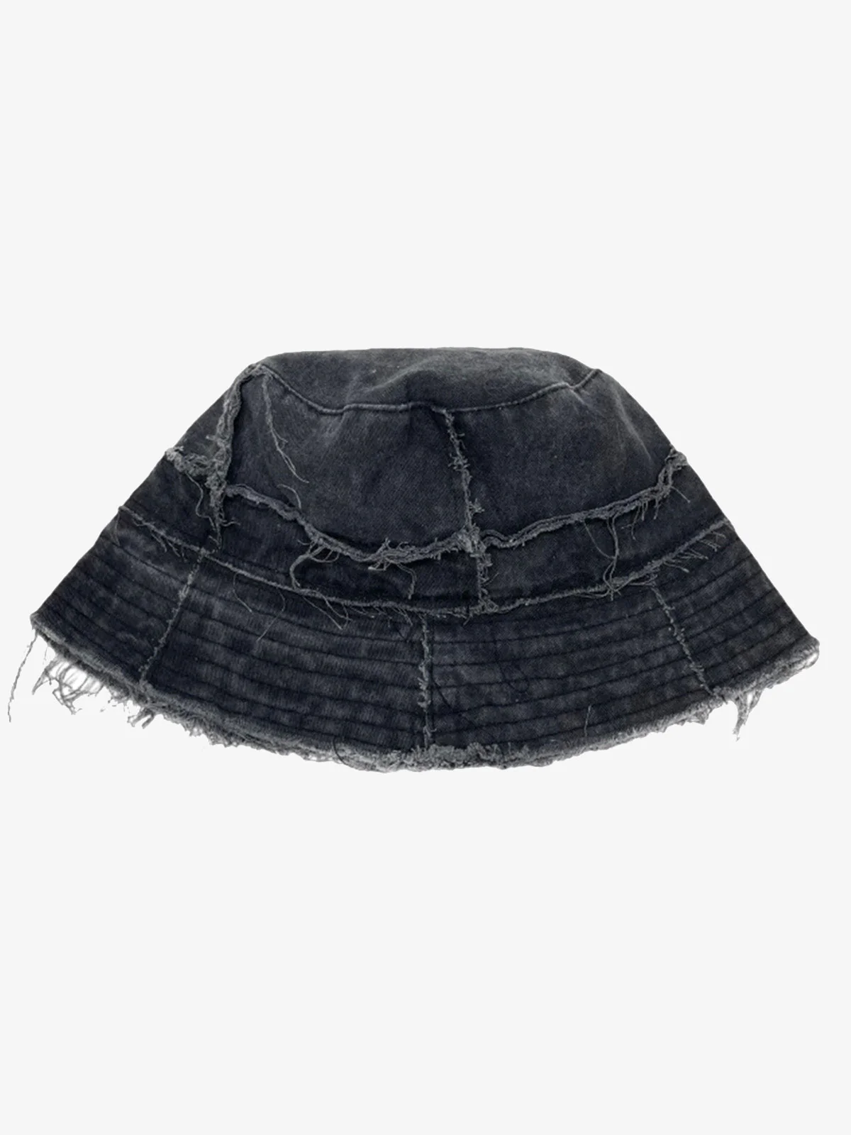 Distressed Denim Raw Edge Destroyed Bucket Hat - Image 2
