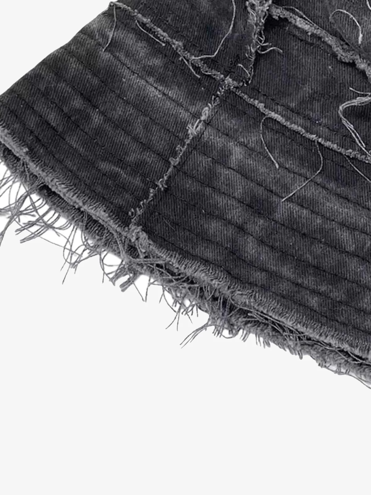 Distressed Denim Raw Edge Destroyed Bucket Hat - Image 6