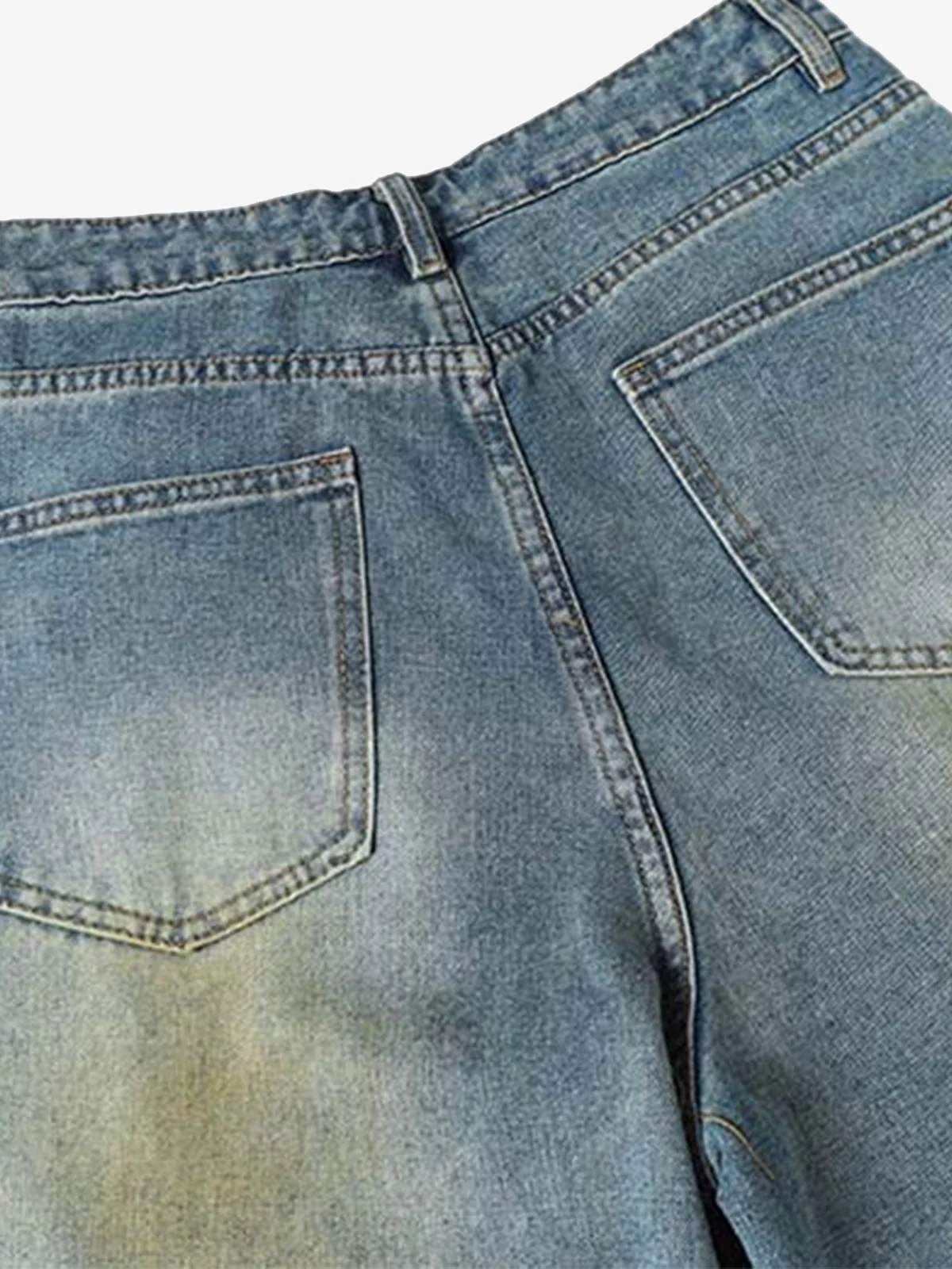 Washed Distressed Spray-Painted Ripped Jorts - Image 4