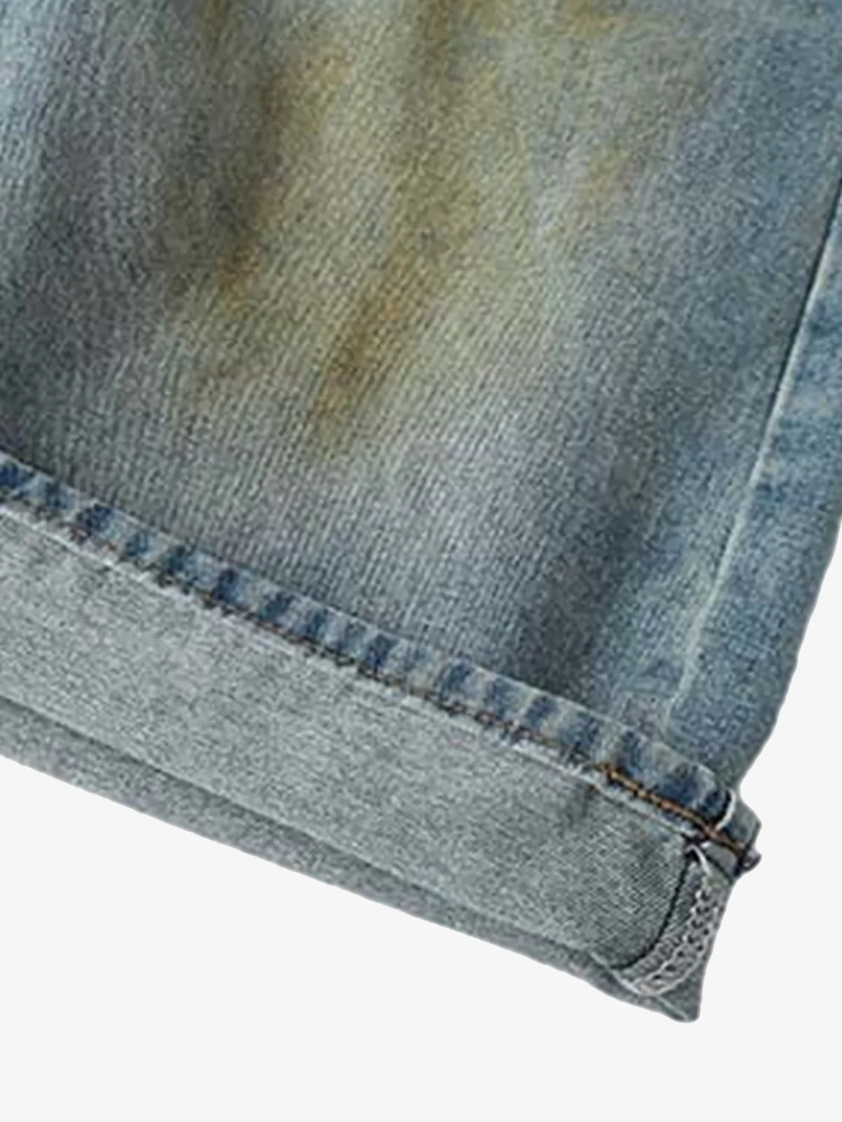 Washed Distressed Spray-Painted Ripped Jorts - Image 6