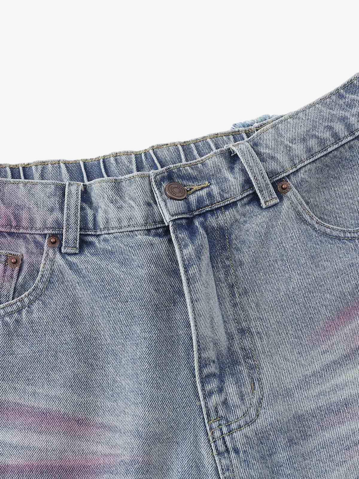 Distressed Tie-Dye Denim Jorts - Image 14