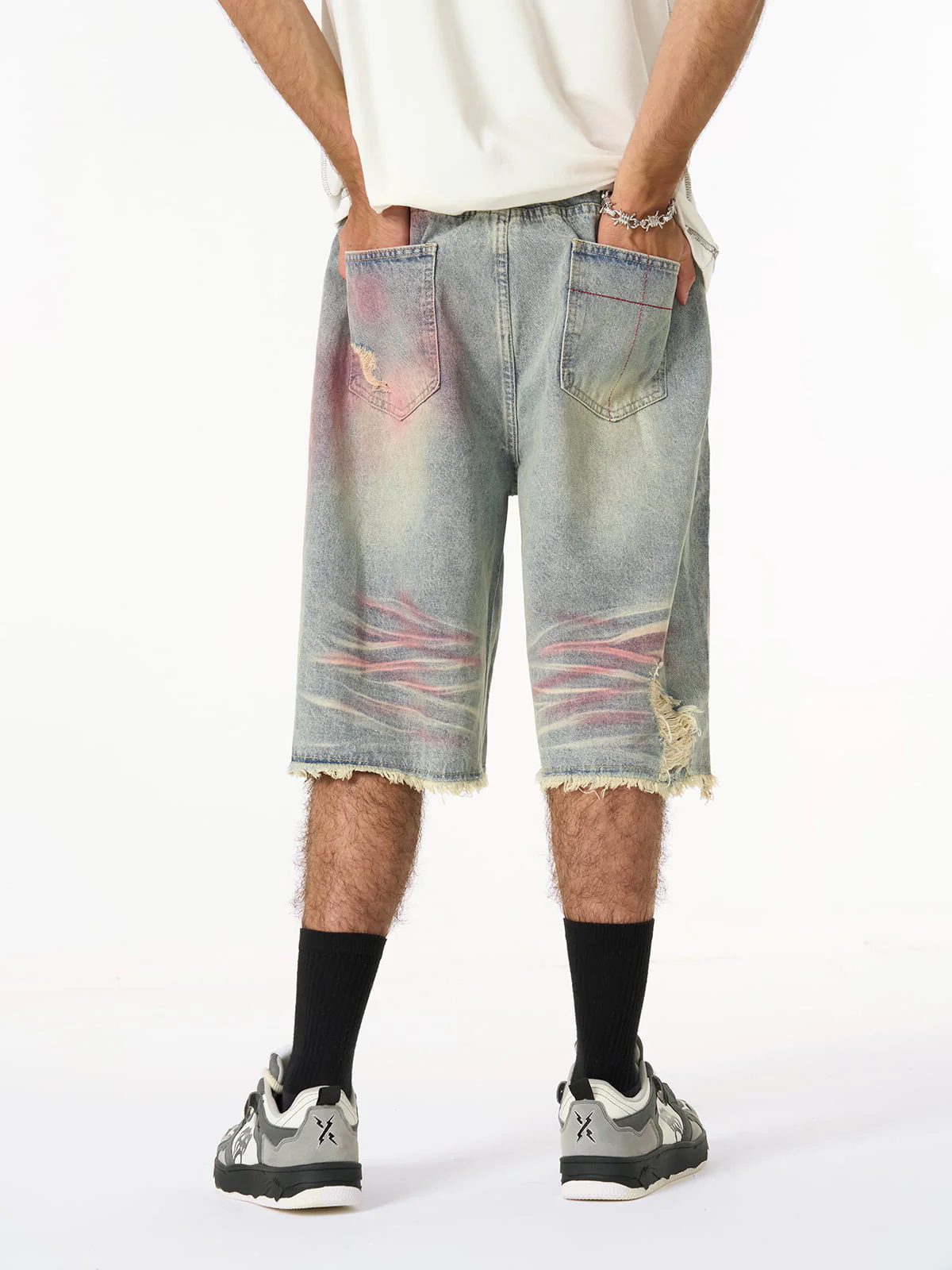 Distressed Tie-Dye Denim Jorts - Image 4