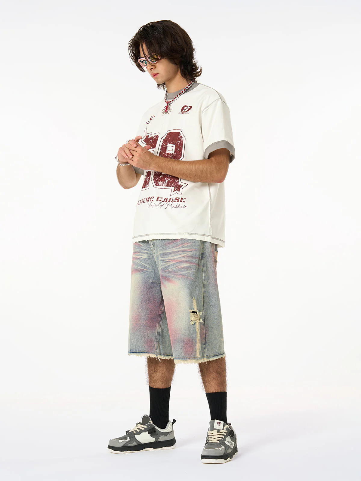 Distressed Tie-Dye Denim Jorts - Image 6