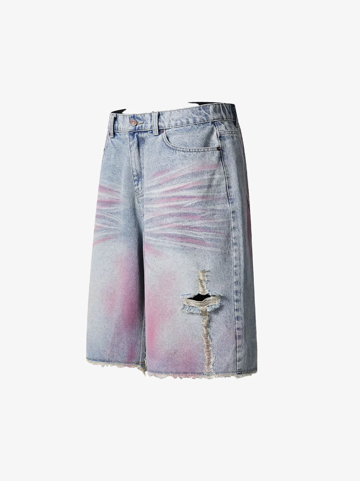 Distressed Tie-Dye Denim Jorts - Image 9