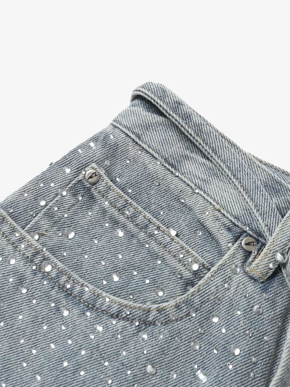 Distressed Rhinestone Denim Jorts - 2454 - Image 13