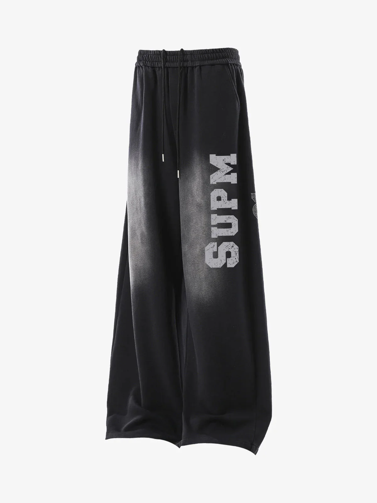 French Terry Distressed Gradient Drawstring Wide Leg Pants - Image 3