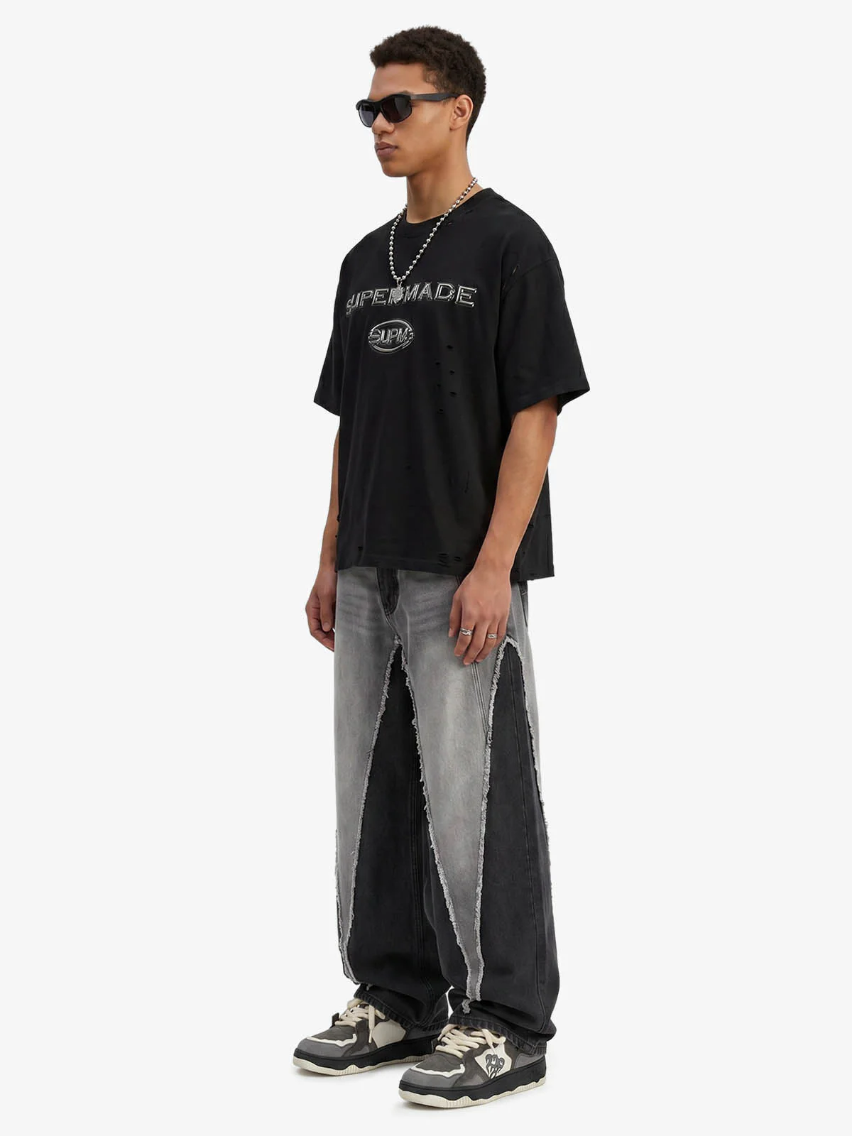 Distressed Metallic Logo Cropped T-Shirt - Image 4