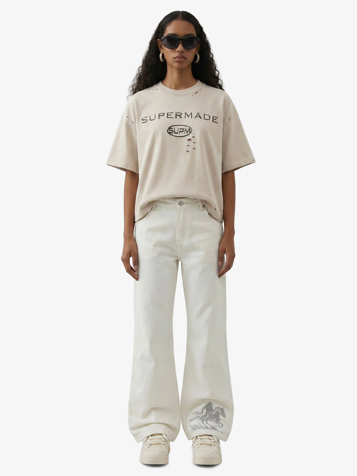 Distressed Metallic Logo Cropped T-Shirt - Image 5