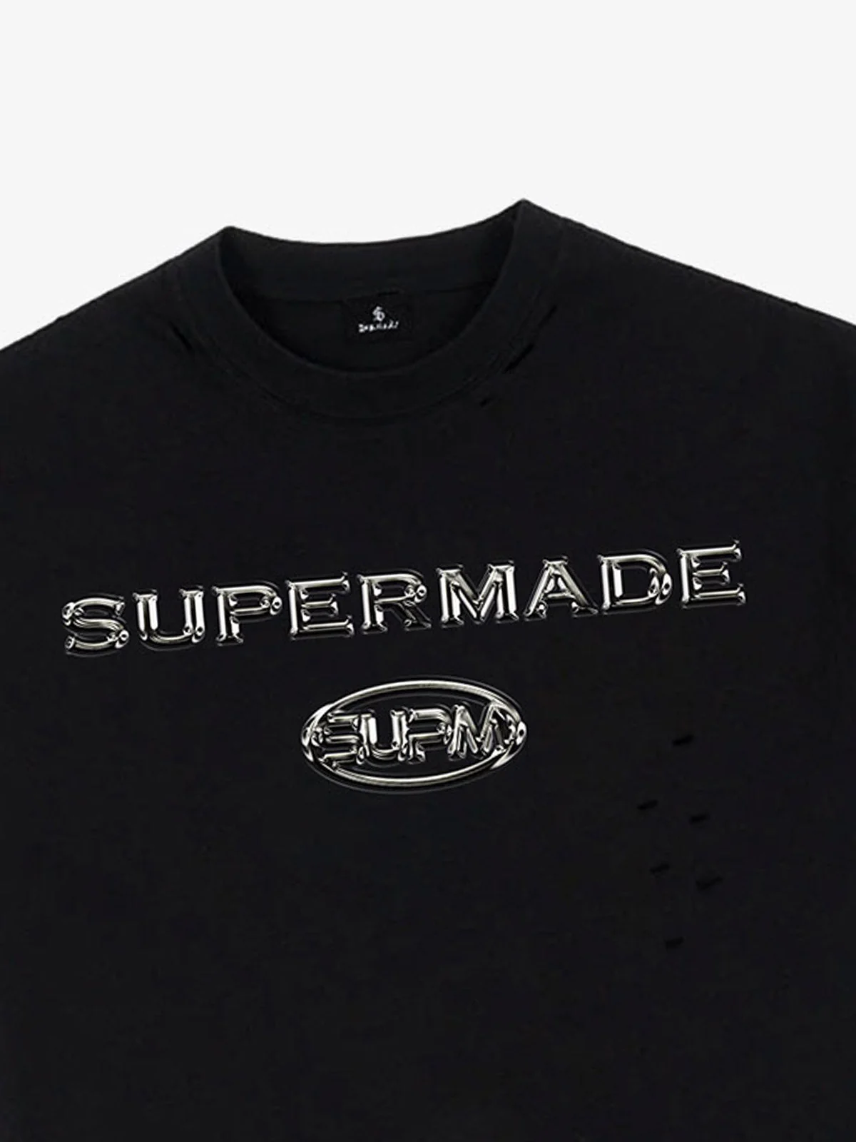 Distressed Metallic Logo Cropped T-Shirt - Image 9