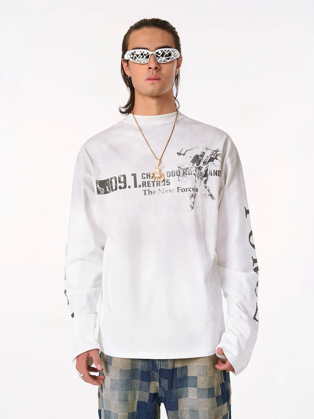 Distressed NO. 09 Long Sleeve T-Shirt - Image 6
