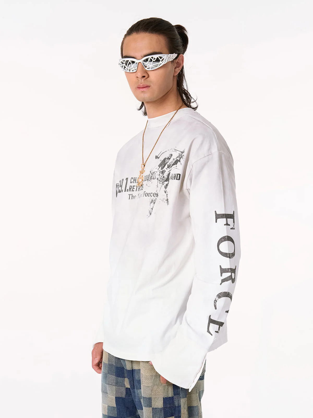 Distressed NO. 09 Long Sleeve T-Shirt - Image 7