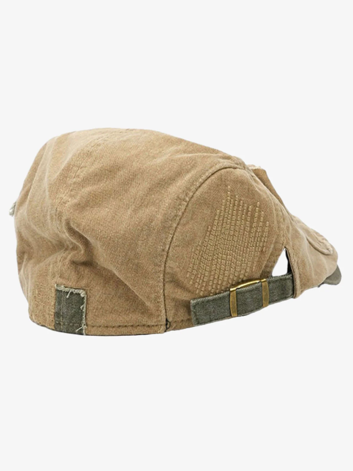 Distressed Patchwork Embroidered Cotton Flat Cap - Image 12