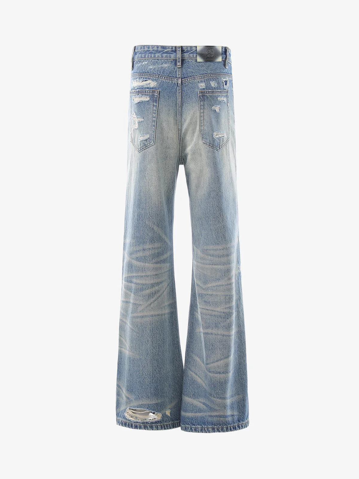 Distressed Patchwork Wide-Leg Jeans - Image 2