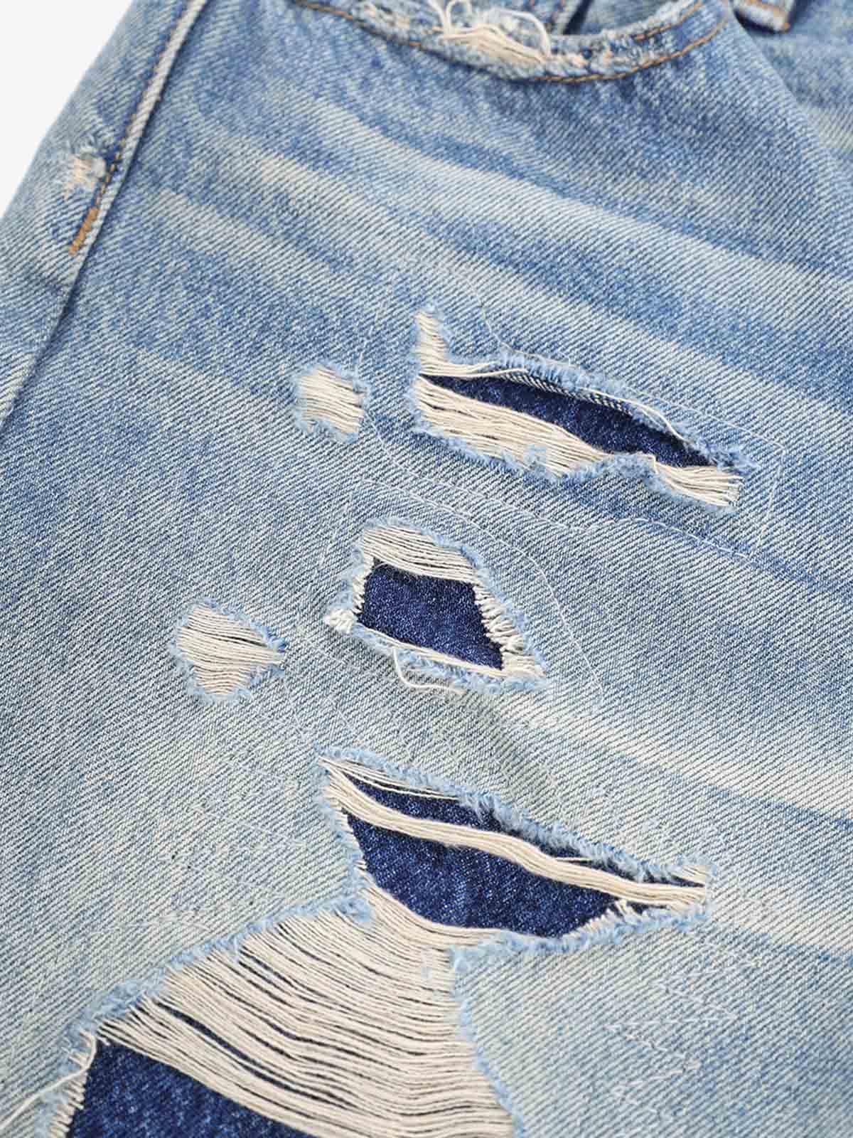 Distressed Patchwork Wide-Leg Jeans - Image 5