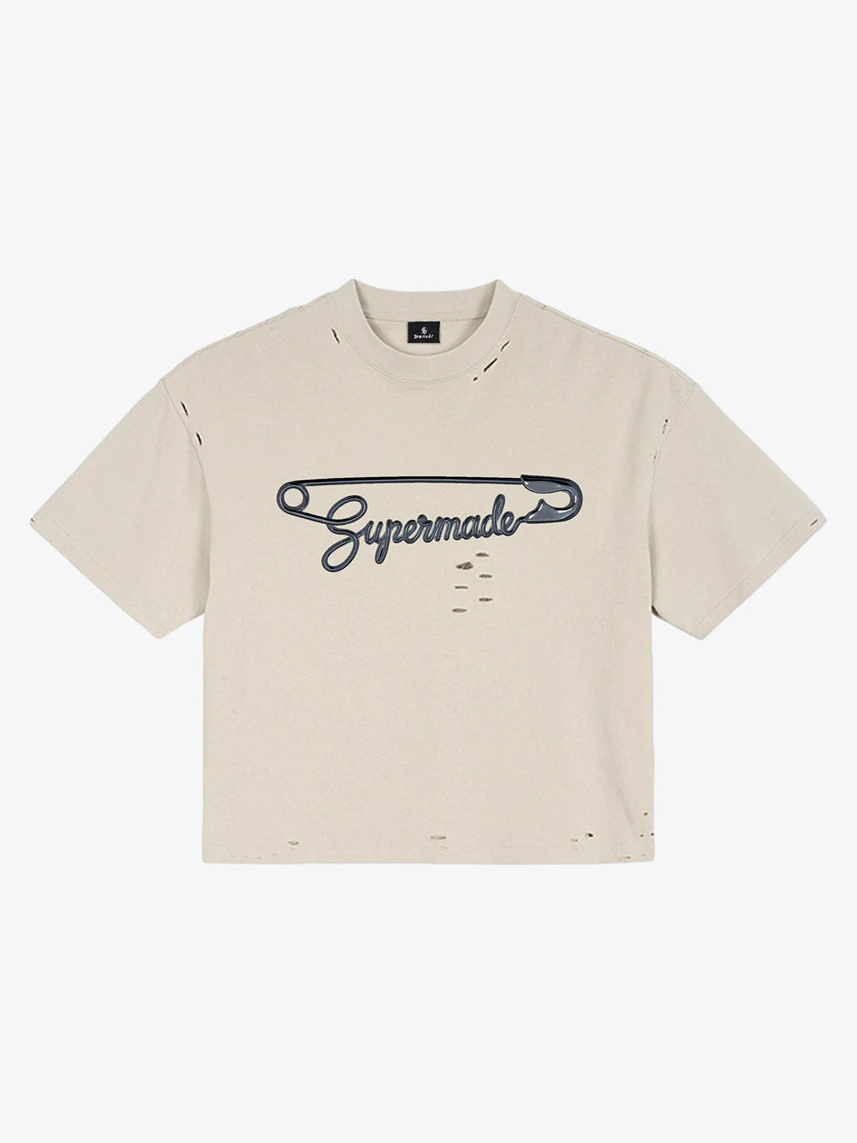 Distressed Safety Pin Cropped T-Shirt - Image 5