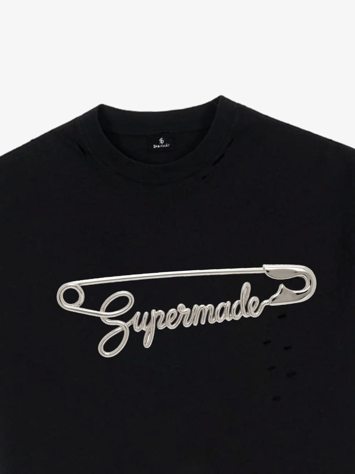 Distressed Safety Pin Cropped T-Shirt - Image 8