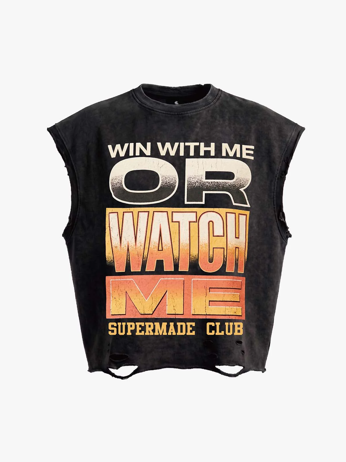 Distressed Slogan Graphic Sleeveless T-Shirt - Image 2