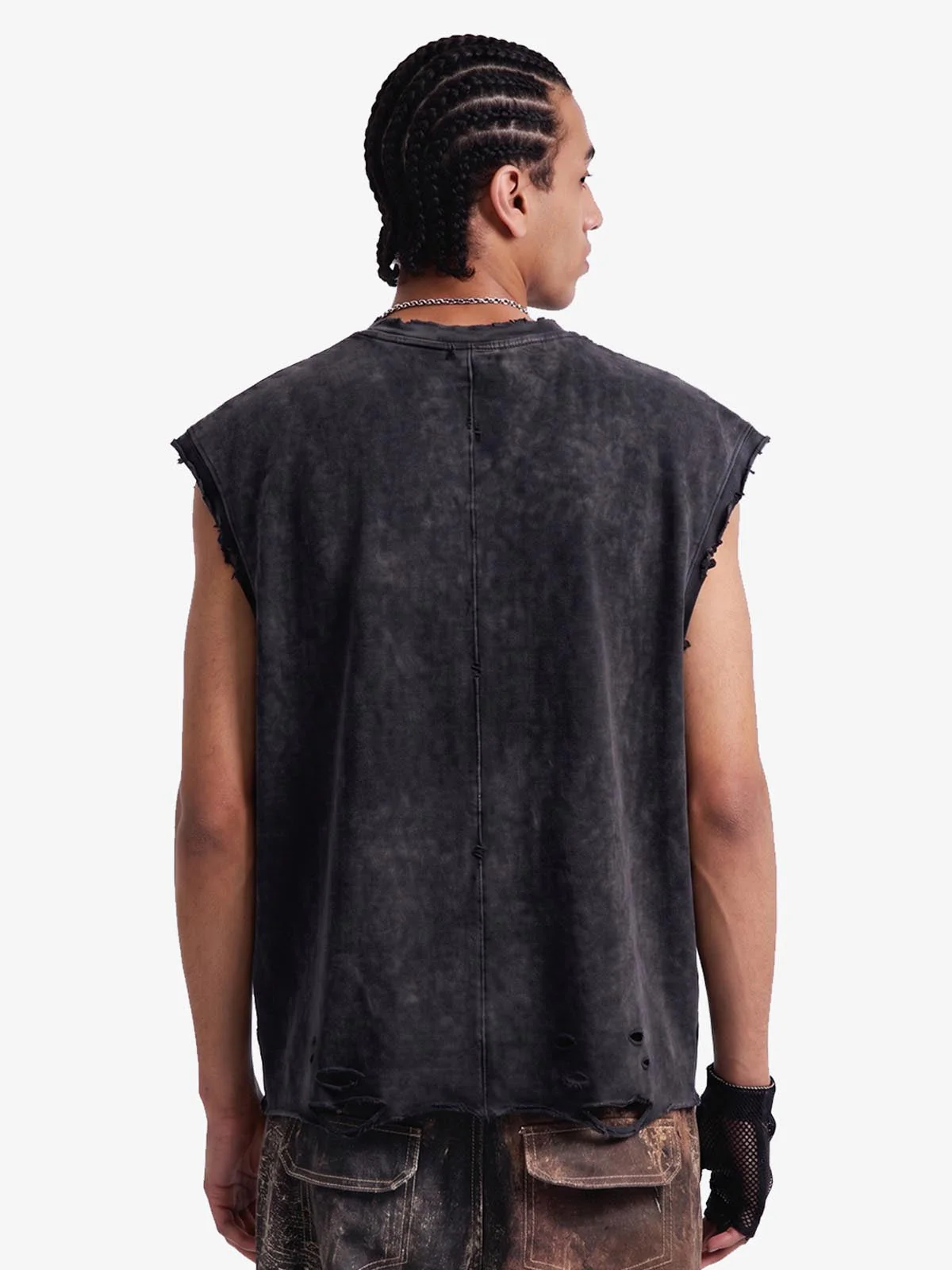 Distressed Slogan Graphic Sleeveless T-Shirt - Image 4