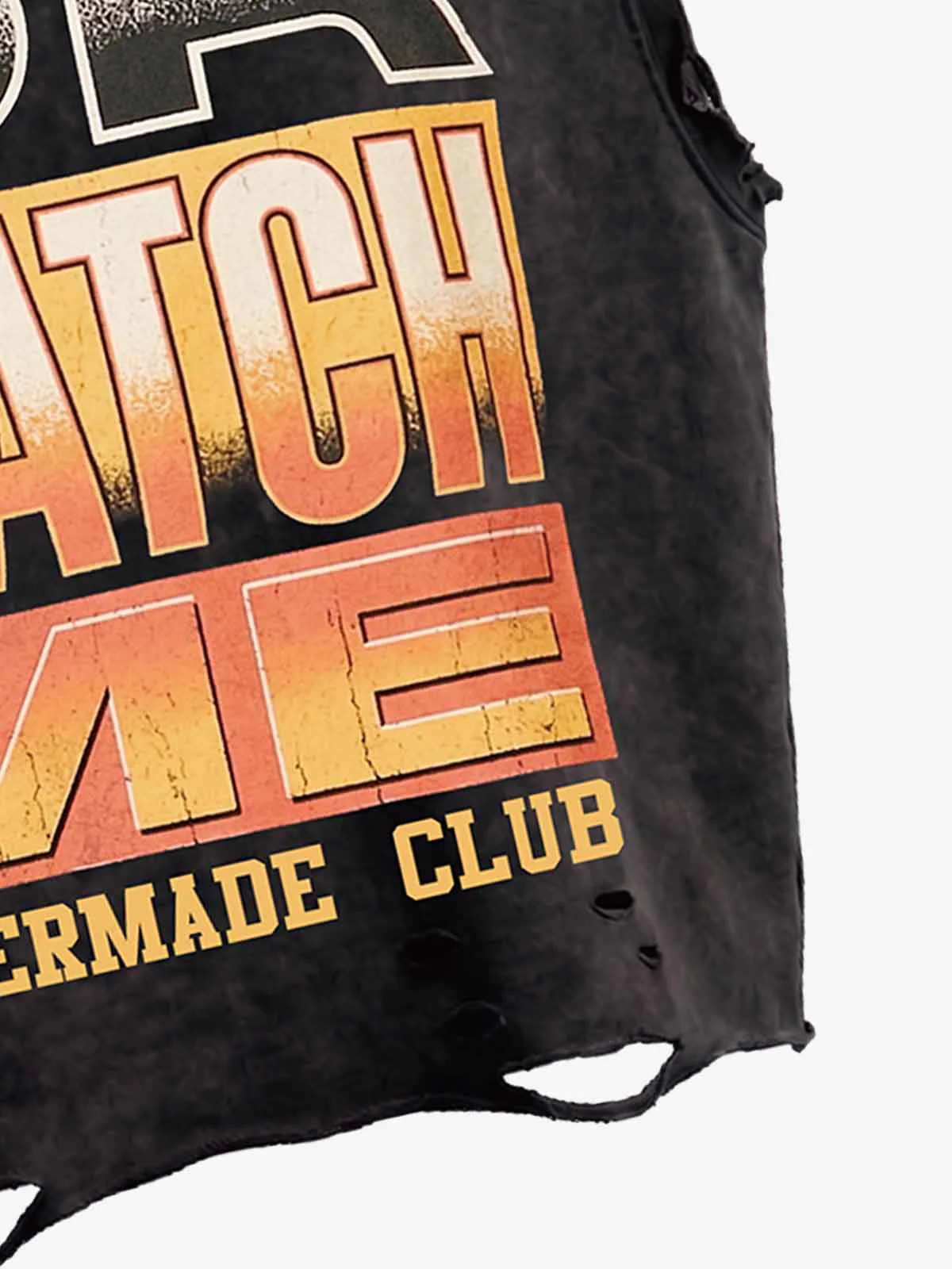 Distressed Slogan Graphic Sleeveless T-Shirt - Image 8