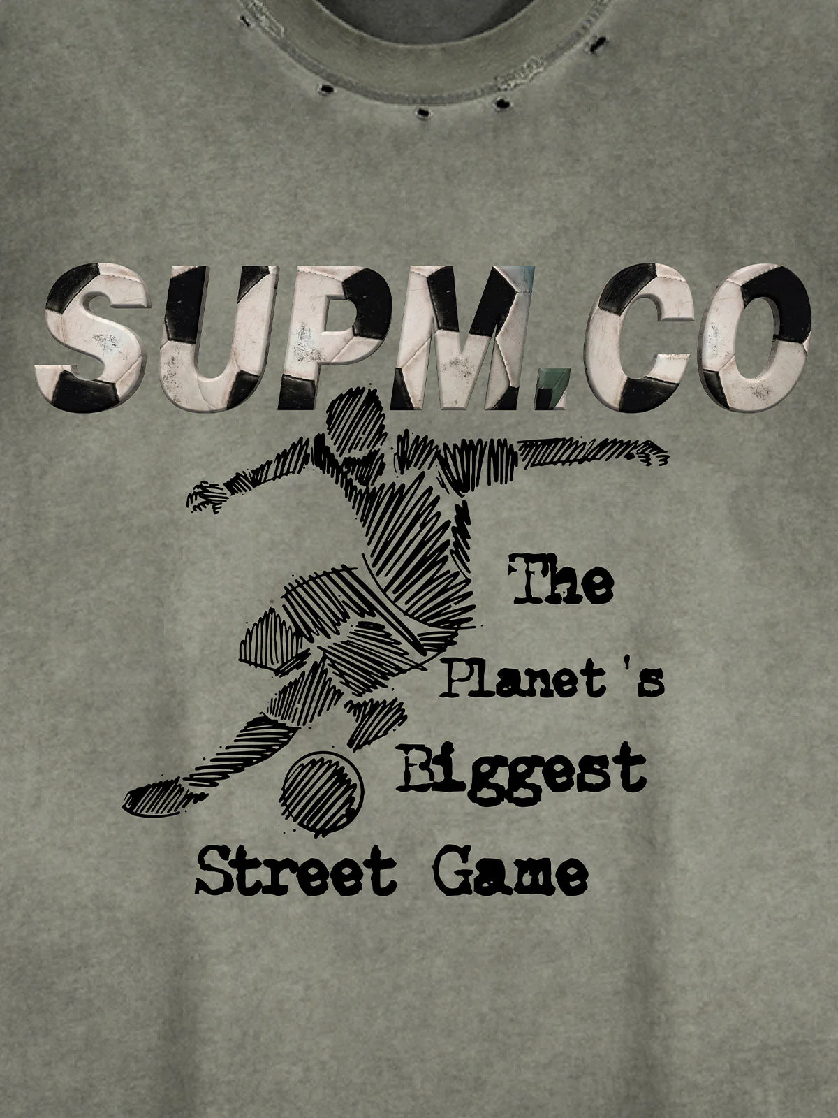 Distressed "SUPM.CO" Soccer Graphic Sleeveless T-Shirt - Image 7
