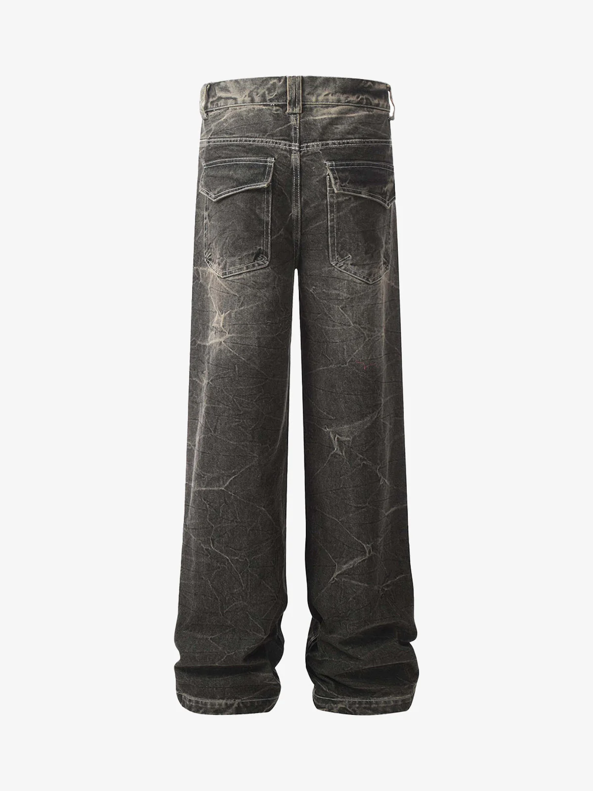 Distressed Texture Washed Straight-Leg Jeans - Image 2