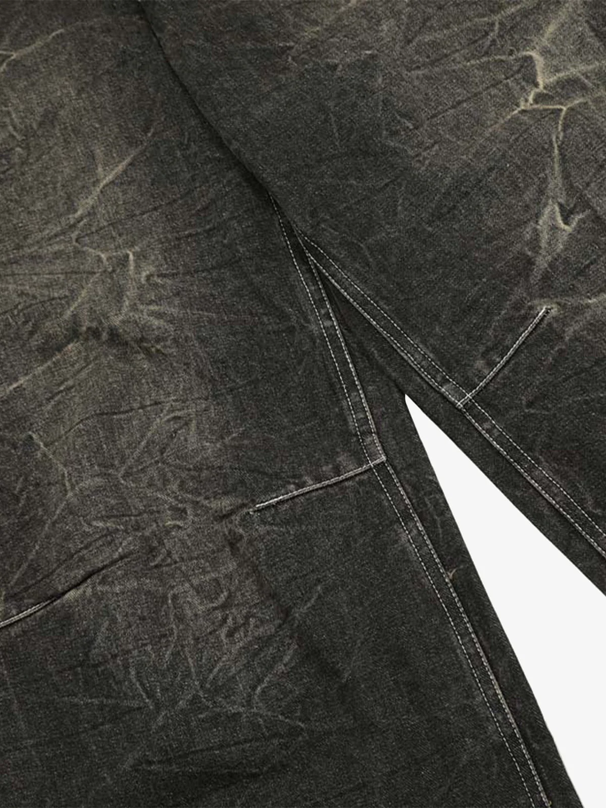 Distressed Texture Washed Straight-Leg Jeans - Image 6