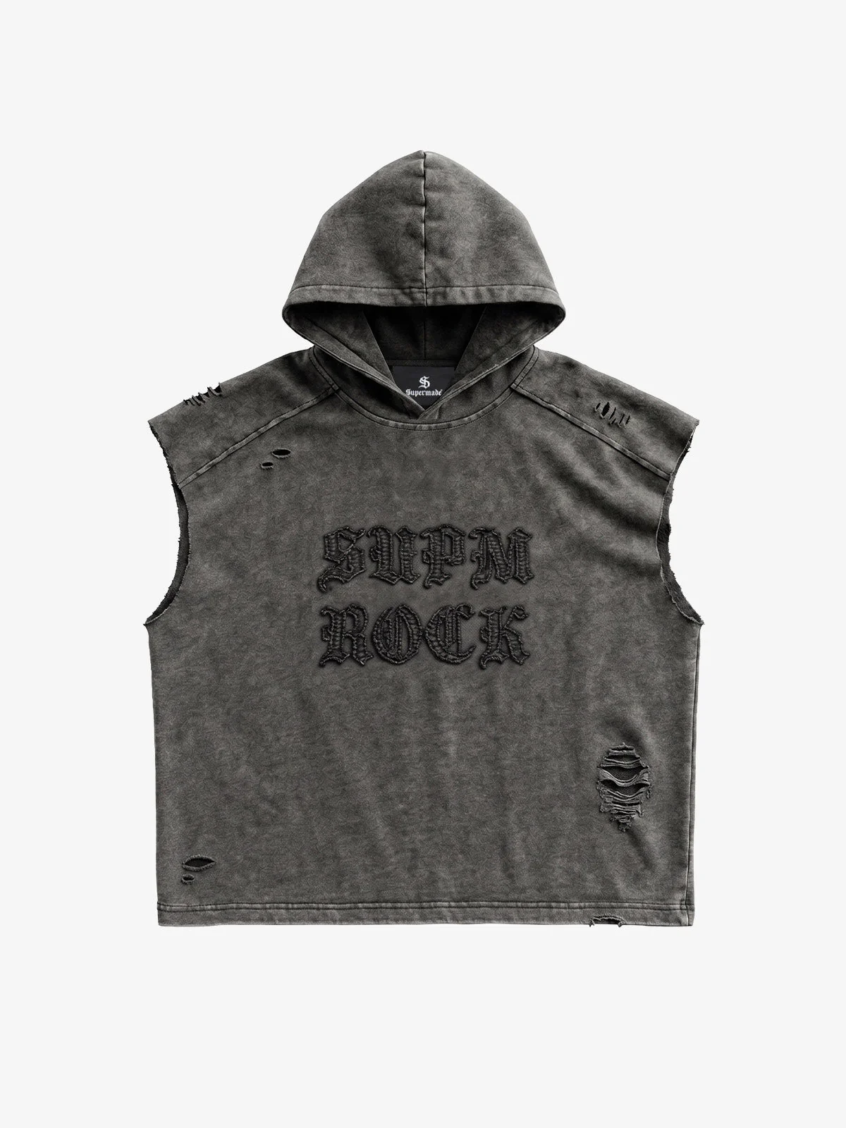 Distressed Washed Sleeveless Hoodie - Image 2