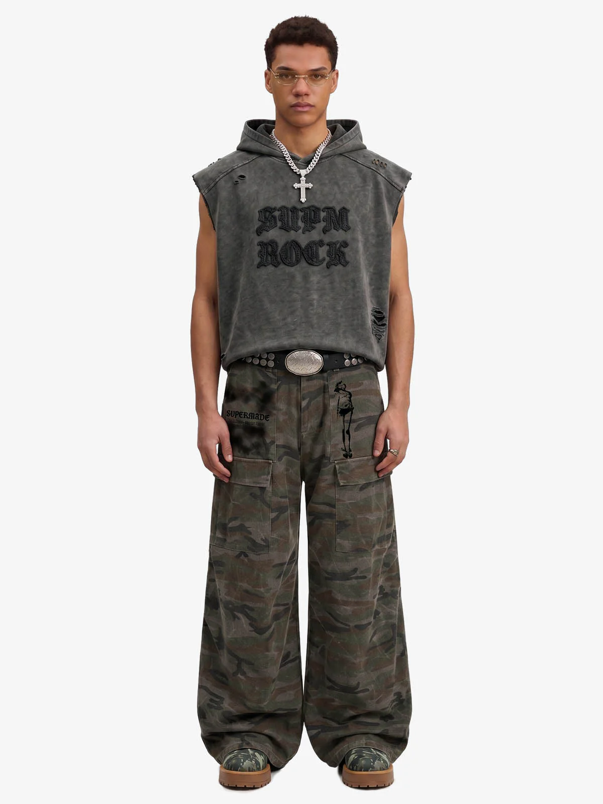 Distressed Washed Sleeveless Hoodie - Image 4